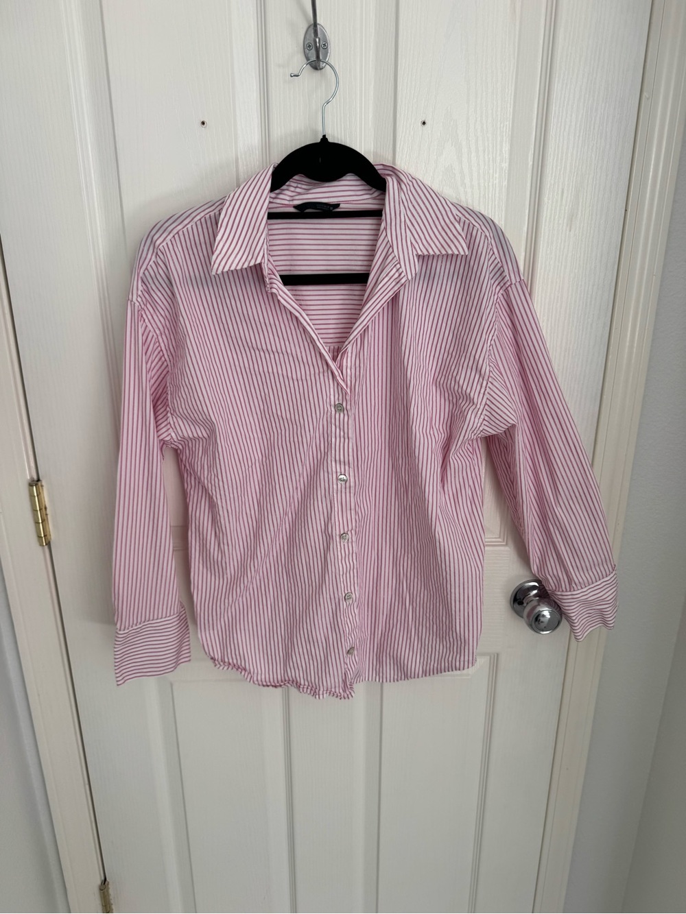 Zara Pink and White Striped Shirt